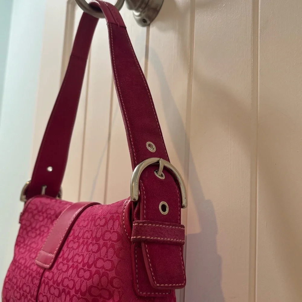 Coach Soho Mini Pink Signature Canvas Suede Denim Vintage Y2K Coach 6818 - Picture 12 of 15